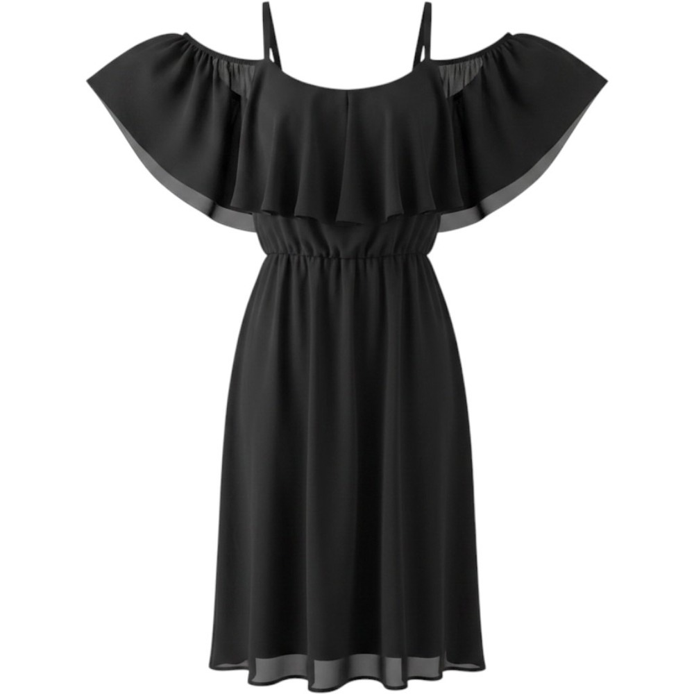 Torrid Black Cold Shoulder Ruffle Chiffon Dress 14
